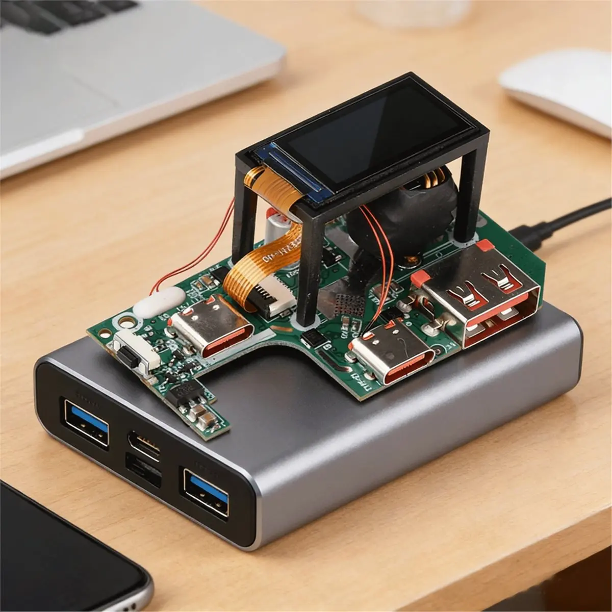 (A23G) PD QC 고속 충전 보조배터리 메인보드 0.96인치 화면 2S 45W/3S 65W 리튬이온 배터리 보호 DIY 전원 공급 모듈 B