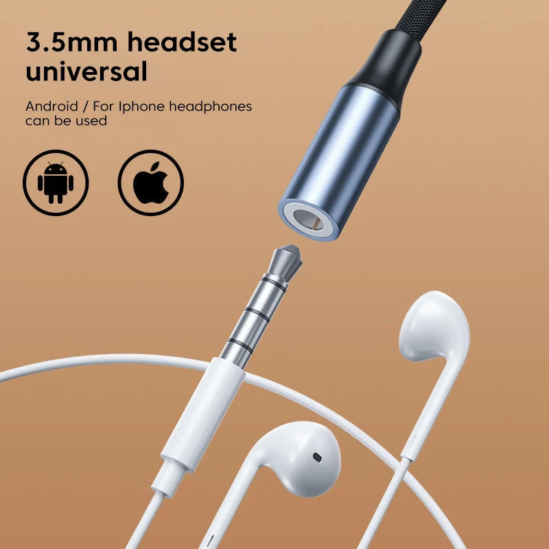 USB Type C to 3.5mm Jack Adapter Cable USB-C 3.5 mm Audio Aux Cable Earphone Converter for Samsung Xiaomi Huawei Oneplus - 4