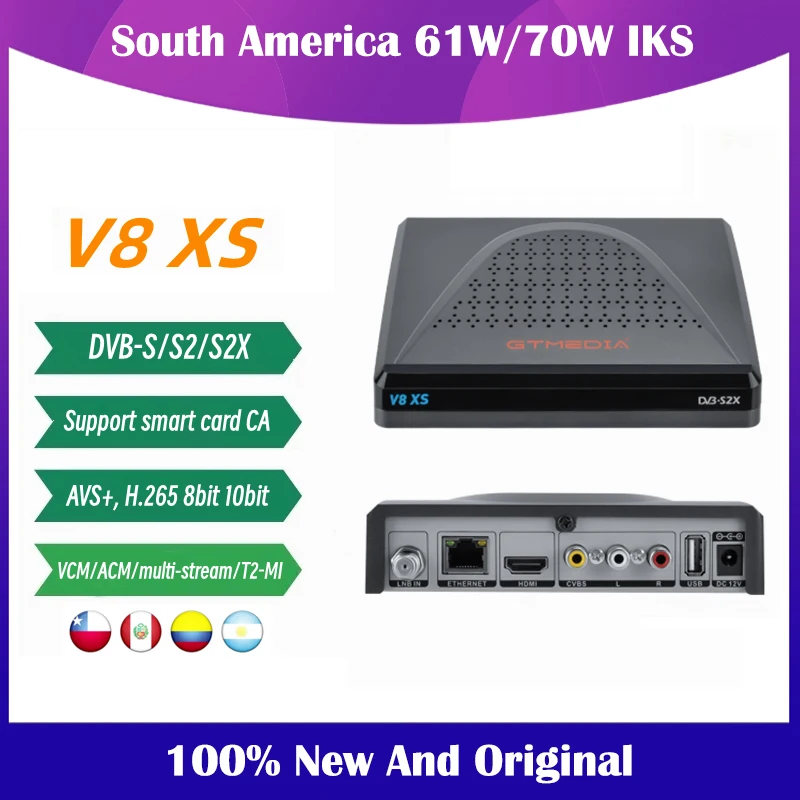 

GTMEDIA V8XS Satellite TV Receiver DVB-S/S2/S2X,Realase 61W,70W LyngSat IKS,VCM/ACM/multi stream/T2-MI,CA card AVS+,H.26510bit