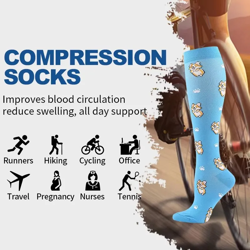 56 Stile mit 6 Paar Socken-Kompressionssocken, Outdoor-Sport, Reitstrümpfe, Krankenschwester, Wadendrucksocken, geschwollene Krampfadern – Detail 6