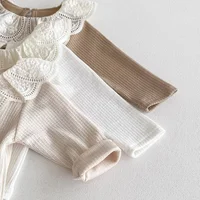 2024 Baby Autumn Clothes Lace Collar Baby Tops Long Sleeves Kids Pullover Infant T Shirt for Girls Clothing Toddler Blouse 0-2Y 6
