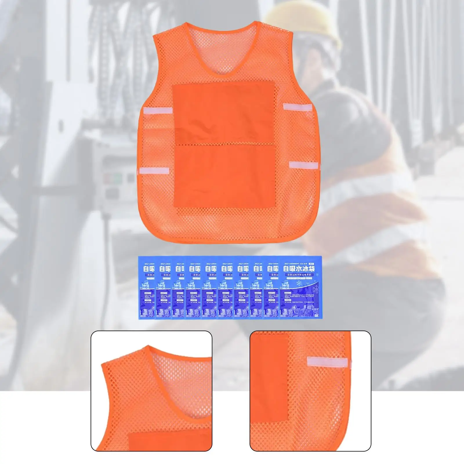 재사용 가능한 아이스 팩 8개가 포함된 냉각 아이스 조끼 성인용 여름 정원 가꾸기 사이클링 스포츠 야외 활동 하이킹