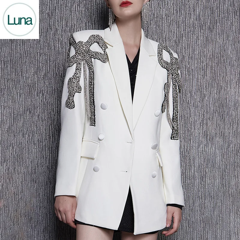 

Ladies luxury small suit 2023 new suit collar long sleeve studded bow design sense suit jacket woman