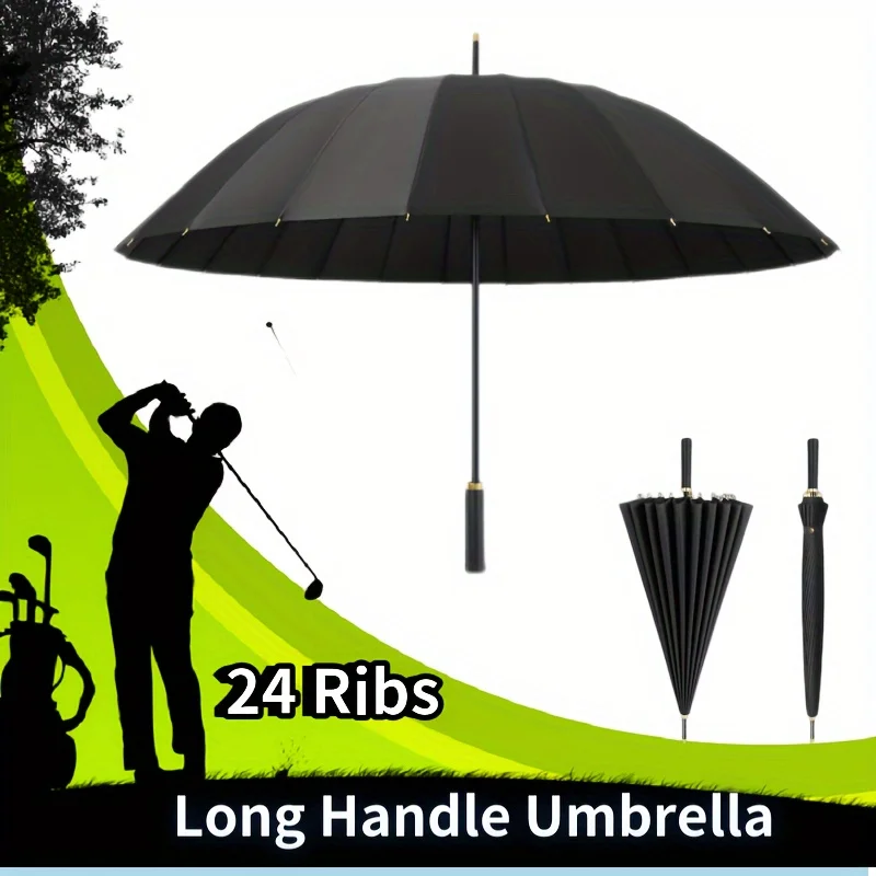 24 Bone Long Handle Umbrella, Automatic Open Golf Umbrella, Reinforced Windproof Umbrella, Unisex Umbrella