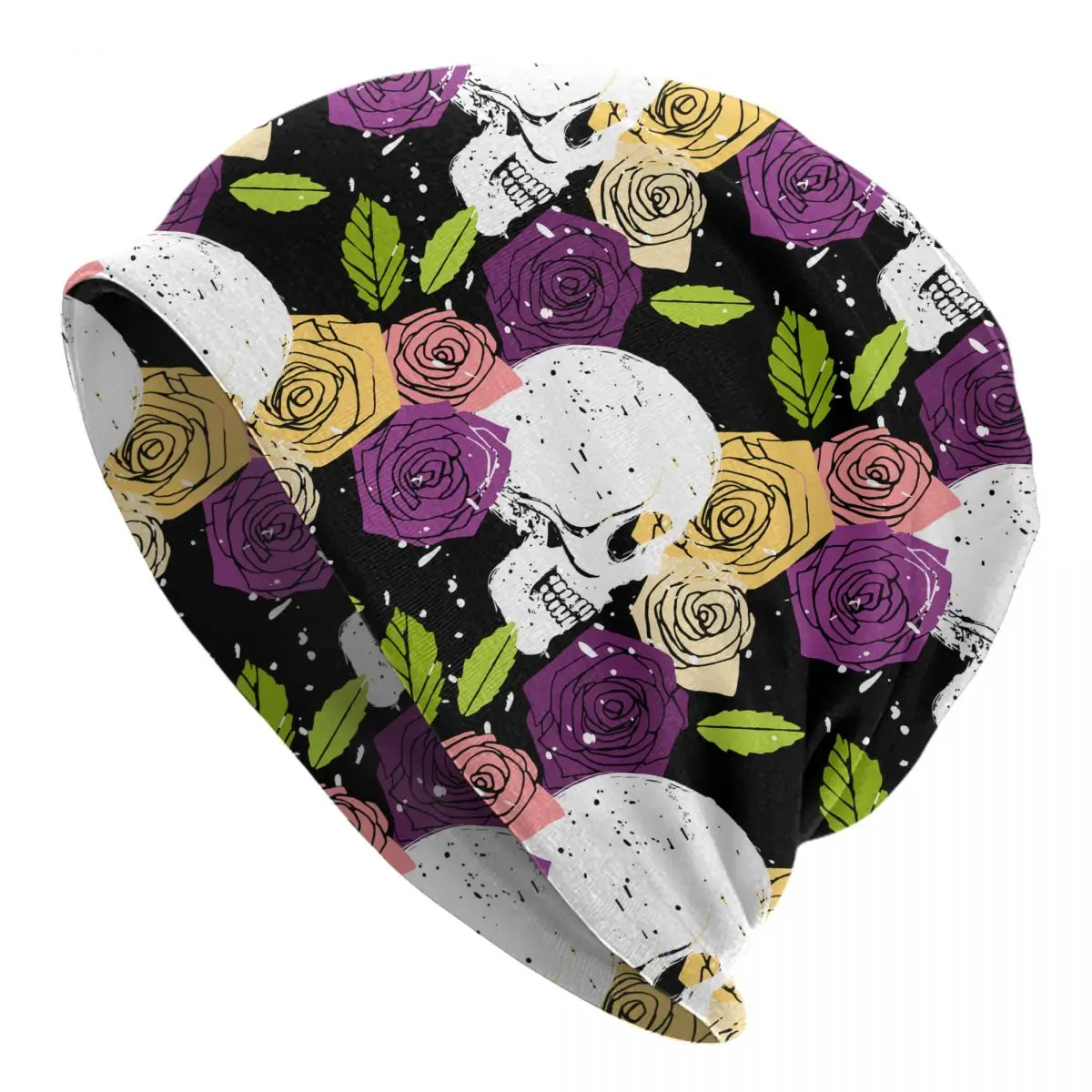 

New Knitted Cap Women Men Cap Spring Winter Elastic Skull Floral Background Beanies Cap Wholesale