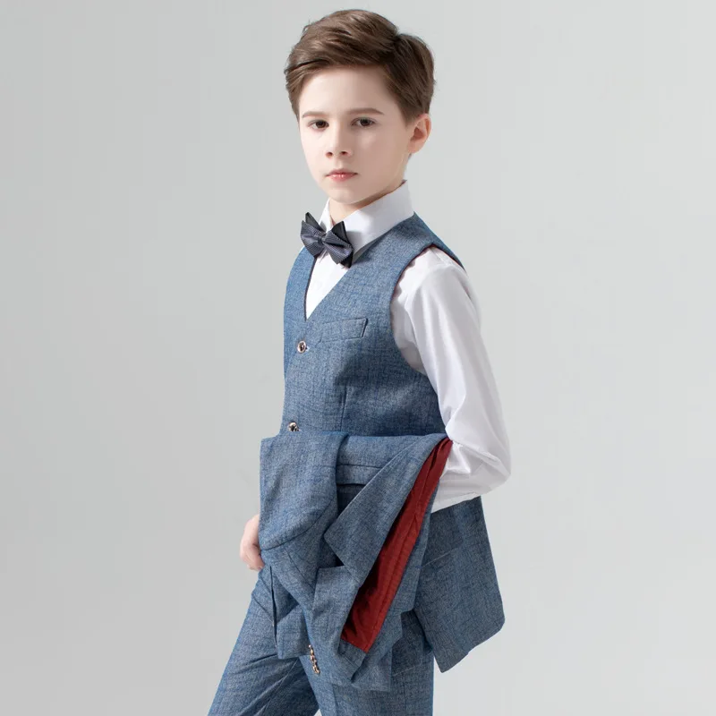 Boy Wedding Piano Performance Photography Suit Set Big Kids Blazer Jacket Pants Bowtie Clothes Kids Formal Costume 2-15t boys suits
