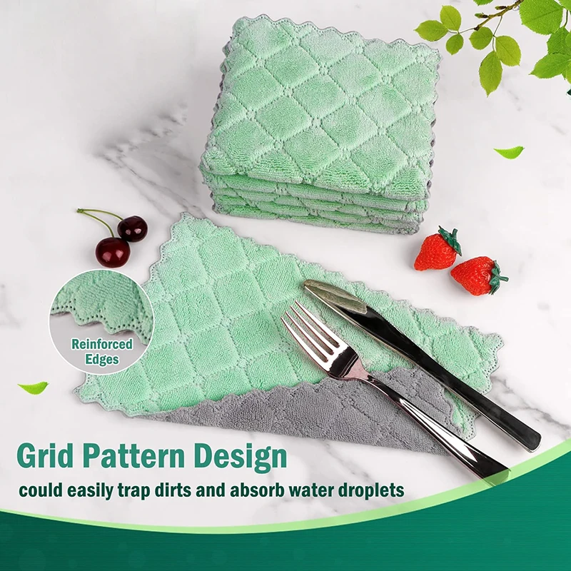 5pcs Double-side Microfiber Towel Super Absorbent Coral Fleece Cleaning Cloths Kitchen Non-stick Oil Dishcloths Scouring Rag kitchen towel microfiber dish cloths cleaning cloth microfiber towel microfiber wash towel dish cleaning cloth microfiber dish cloth towel cleaning cloth dish cloth