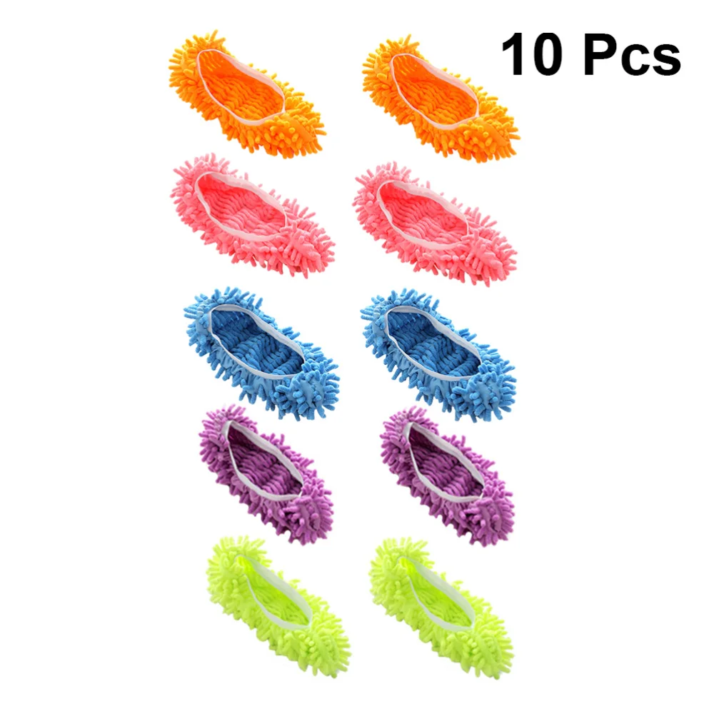 5pcs 5-Colors House Dust Cleaner Lazy Mop Slippers Multi-Function Floor Shoes 