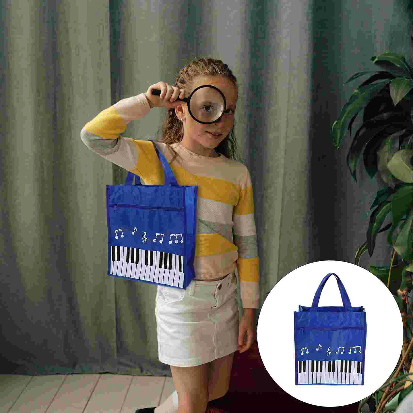 

Musical Note Tote Bag Storage for Books Piano Symbol Student Bags Women Foldable Grocery
