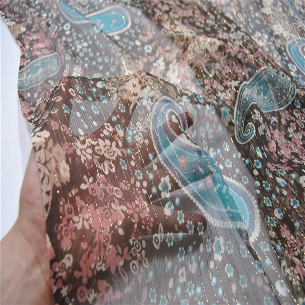 Popular Cheap Great Material Classic Style Hot Sale Nice Color Cashew Silk Metallic Line for Nice Dress