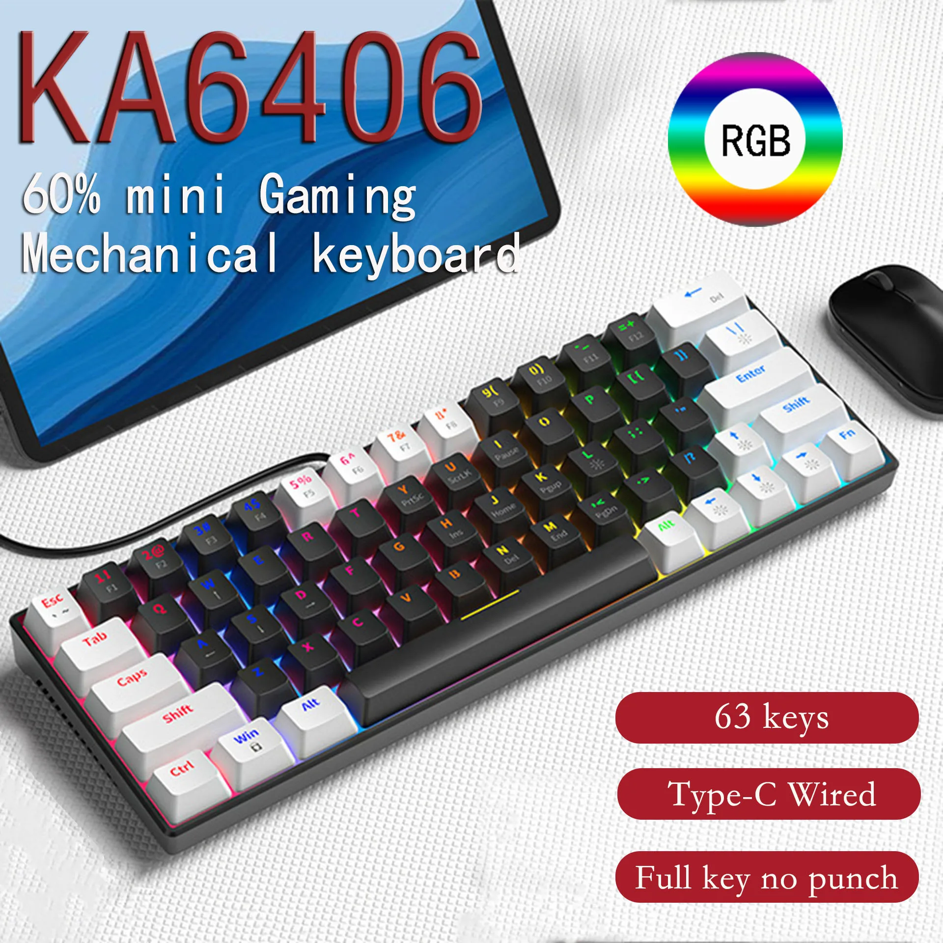 KA640663KeysMiniGamingMechanicalKeyboardRGBBacklightTypeC
