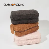 Autumn and Winter Solid Color Teddy Plush Bag Large Capacity  Storage Bag Travel Convenient Plush Bag Simple Makeup Bag 2