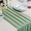 Sage Green Chiffon Table Runner Romantic Boho Table Runner For Wedding Birthday Party Bridal Valentine's Day Table Decoration 2