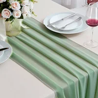 Sage Green Chiffon Table Runner Romantic Boho Table Runner For Wedding Birthday Party Bridal Valentine's Day Table Decoration 2