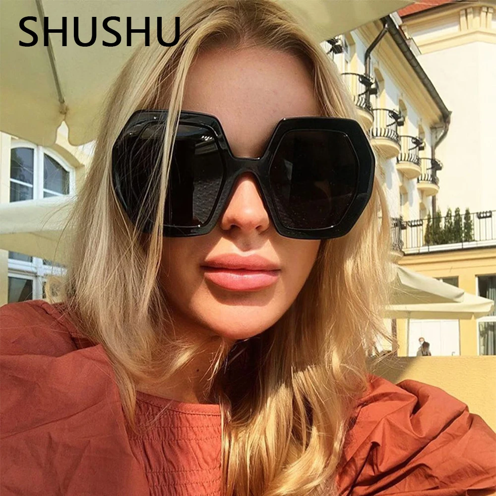 

2023 New Fashion Polygon Oversized Female Sunglasses For Women Men Brand Designer Goggle Sun Glasses Ladies Gafas De Sol