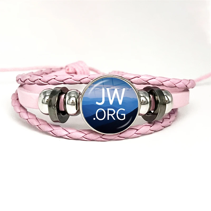 Fashion JW.ORG Casual Leather Bracelet JW Child Caleb Sophia Jehovah Bloodless Multilayer Pink Leather Bracelet Party Souvenir 2