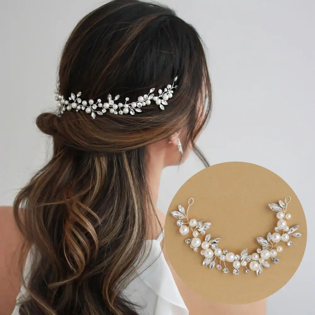 Hair Accessories Bridal Hair Accessories Fabulous Bride Headdress Wired Bride Wedding Headdress Faux Pearl Decorative Exquisite Hair Jewelry Wedding Accessories