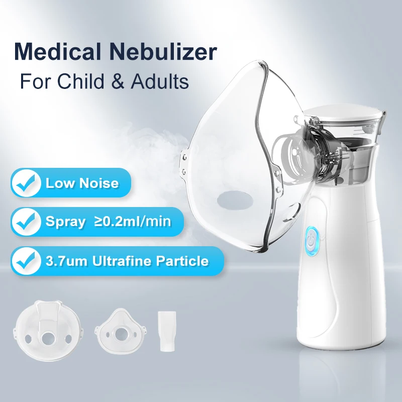 Inalador Nebulizador Portátil para Adultos e Crianças, Medical Handheld, Mini Vapor Silencioso, Umidificador Nasal, Ferramentas Inaladoras de Asma