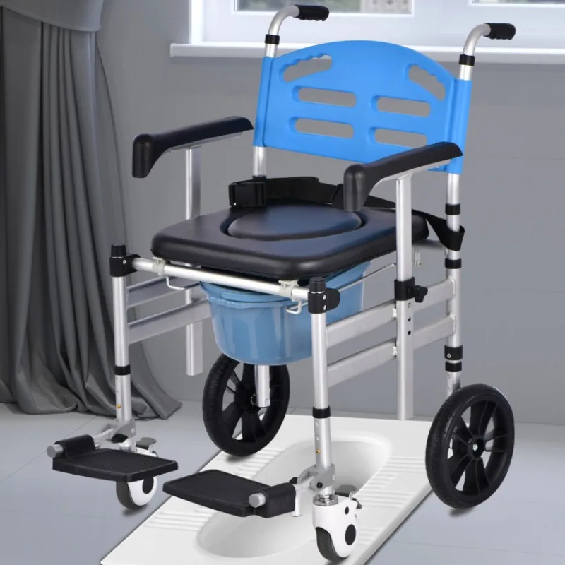 Transport Chair for The Elderly, Disabled Mobile Toilet Chair on Wheels, Foldable Disability Lift Chairs, Transfer Wheelchair 6