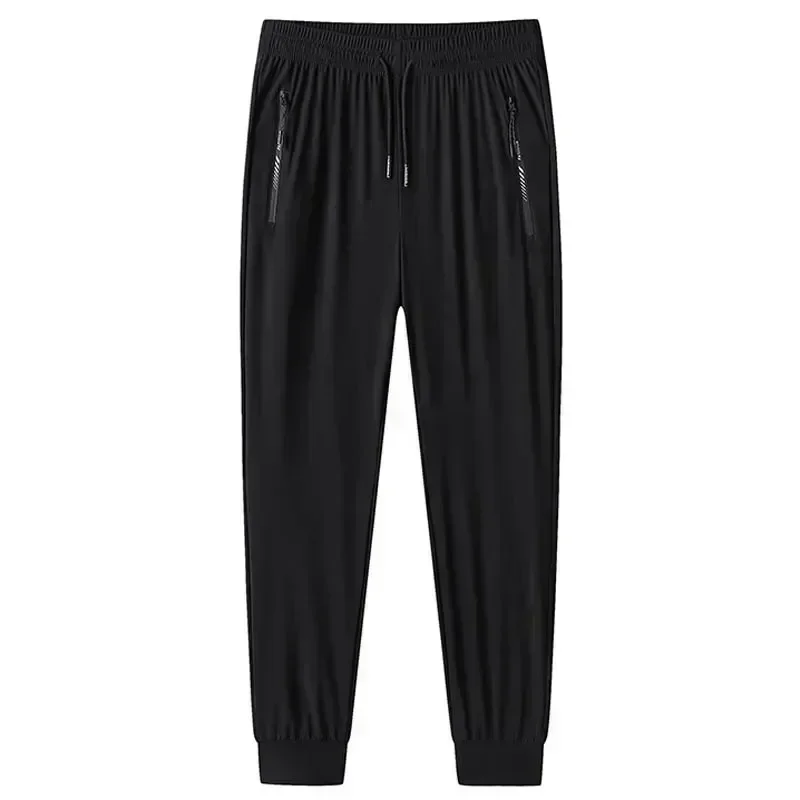 Plus Size 7XL 8XL 9XL Summer Ice Silk Sweatpants Men's High Elastic Gym Joggers Running Quick Drying Sports Pants Men Trousers 6