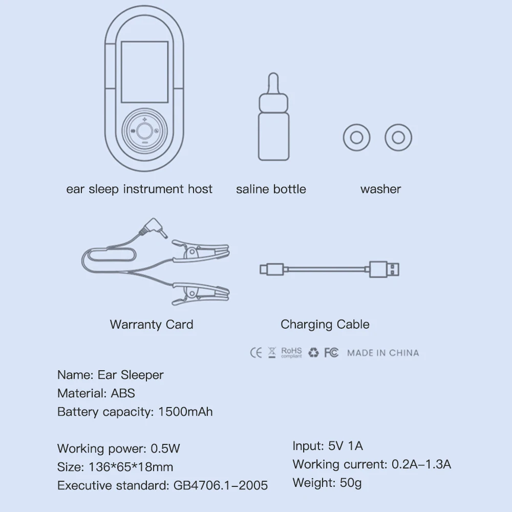 Dispositivo de ayuda para dormir Terapia de estimulación Ansiedad Depresión Instrumento para dormir rápido Terapia para dormir Insomnio Microcorriente