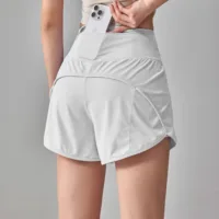 Back Pocket Sports Shorts for Women Quick-drying Summer Professional Training Fitness Three-quarter Pants Anti-exposure Running