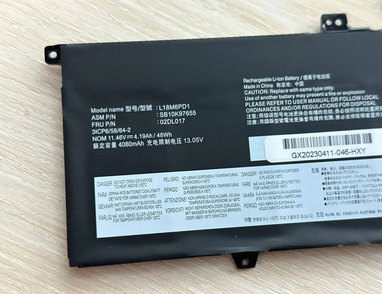 Bateria para Lenovo Thinkpad L18m6pd1 X390 X395 X13 1ª Série Geração L18c6pd1 L18l6pd1 02dl017 Sb10k97655 02dl018 48wh - Imagem 2