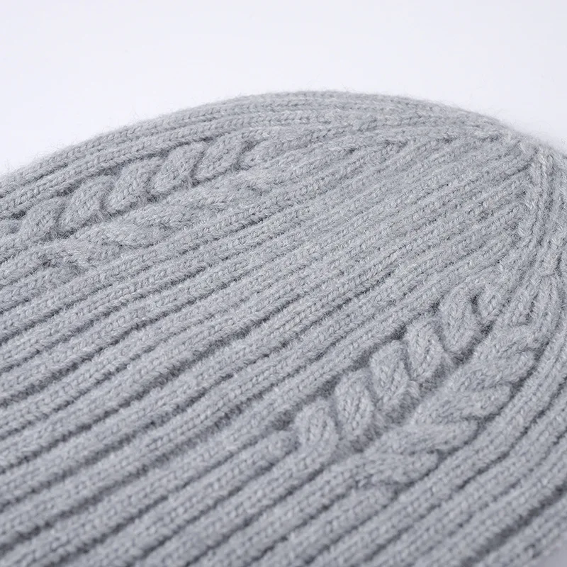 Winter Fashion Twist Rabbit Fur Knitted Hats Woman Keep Warm Earmuffs Cold Cap Outdoor Simple Skullies & Beanies 90g 4