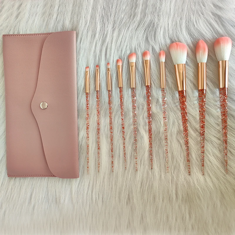 Unicorn Makeup Brushes 10Pcs/Set Diamond Crystal Handle Blending Foundation Powder Eyeshadow Eyebrow Brush Beauty Make Up Tools