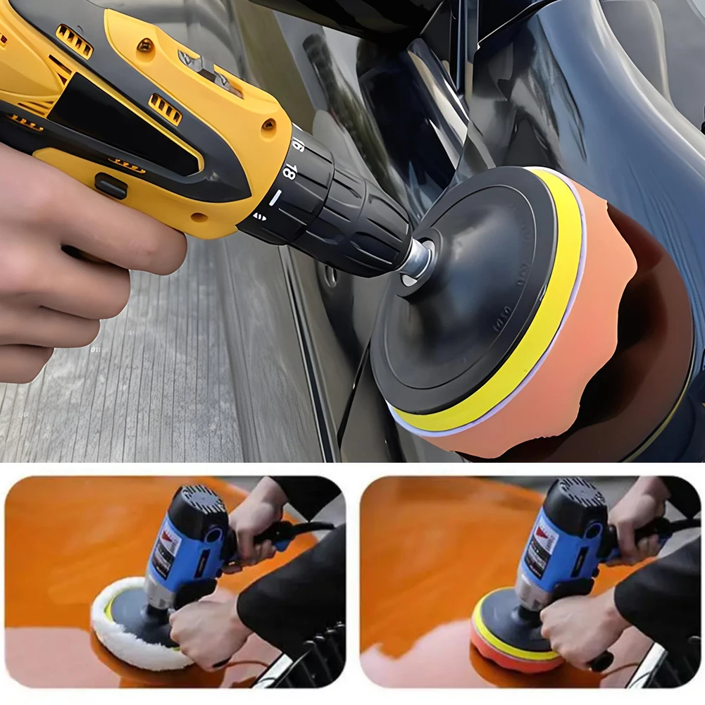 3/4/5Inch Car Buffing Pads Sponge Foam Kit Reusable Buffer Drill Wheel Polisher Washable Auto Motorcycle Remove Scratches
