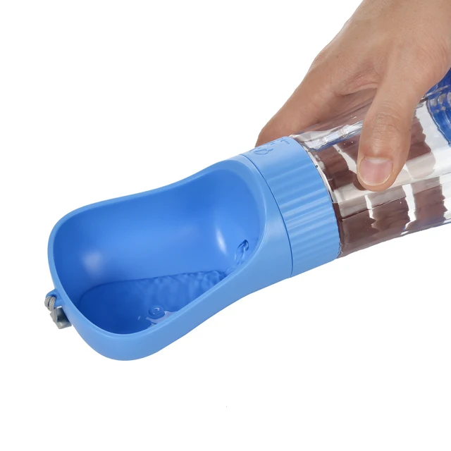 Traveling Dog Water Bottle Portable Drinking Water Bowl Press Bottom Puppy Pet Outside 300-400ML Feeding Bottle with Strip 5