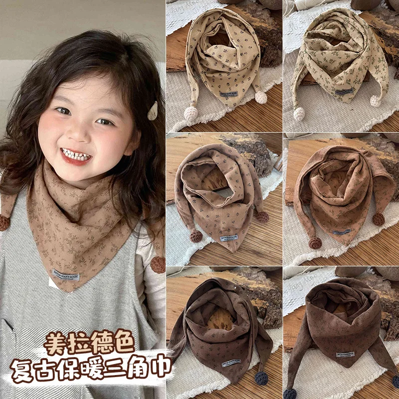 Children's Scarf Autumn Winter Windproof  Warm Baby Scarf Silk  Boys Girls Triangle Shawl Girls Kids Accessories