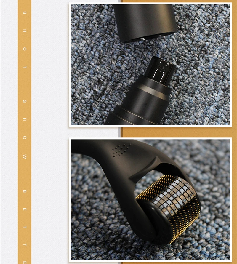 4 Pcs/set Bellezon Beard Growth Kit Professional Hair Growth Enhancer Set Beard Roller Massage Comb for Men