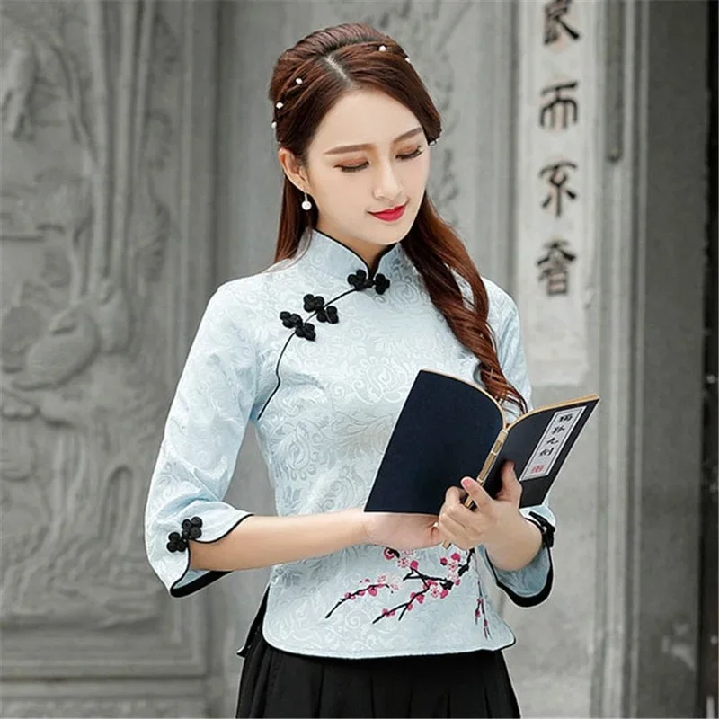 Cheongsam Top Qipao News Floral Elegant Traditional Chinese Clothing for Women Chinese Shirts Dress Wedding Vestidos Tang