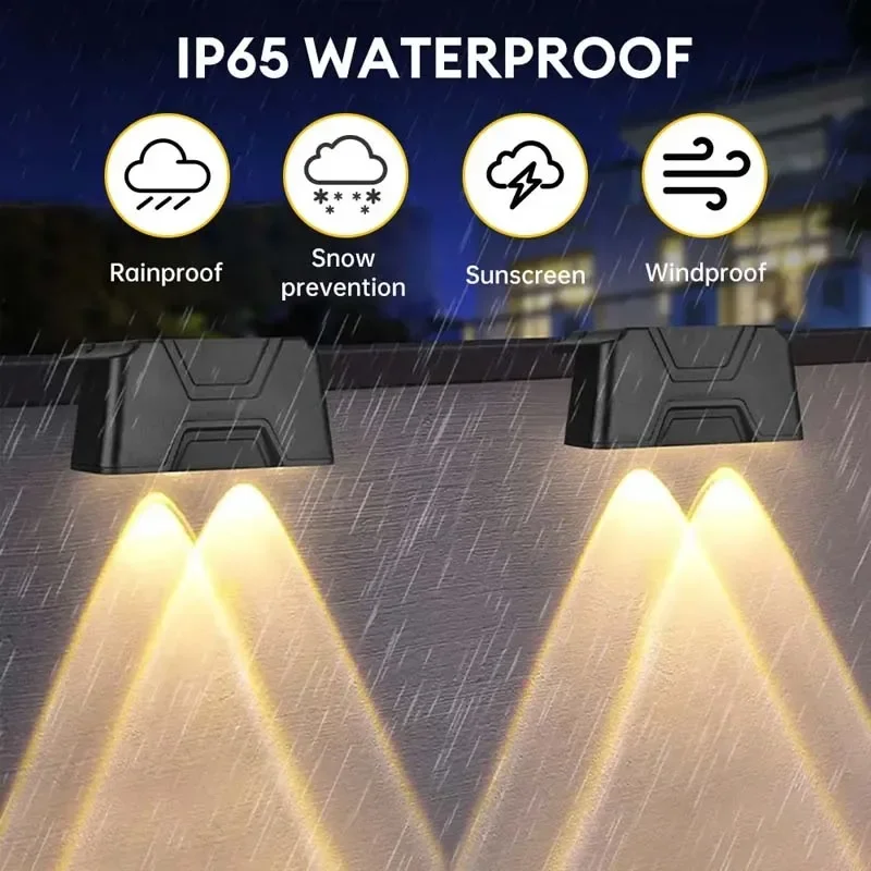 4/8Pcs LED Solar Lights Outdoor IP65 Waterproof Wall Lamps Stairs Atmosphere Light for Fence Garden Hallway Balcony Decor