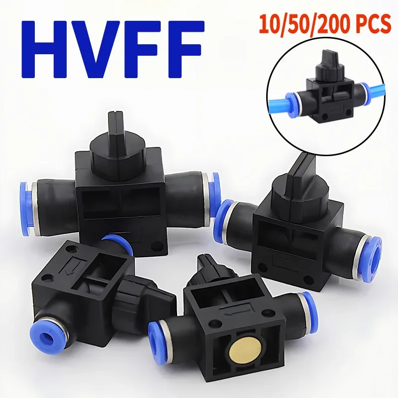 2-Way Pneumatic Push Connector Tube Hose 4mm 6mm 8mm 10mm 12mm Fitting, HVFF Air Pneumatic Parts Flow Control Plastic Switch