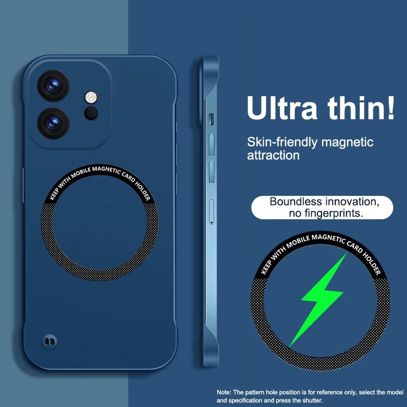 Ultra-Thin Frameless Magnetic Hard Case with Wireless Charging Compatibility