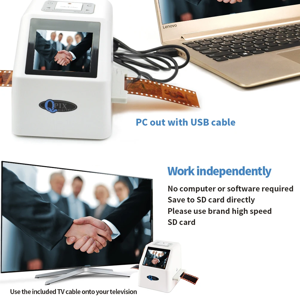Filmscanner, Diascanner met 2 Inch Scherm, Converteert Dia's van 135 126 110 8 Mm Naar 22 MP JPG Digitale Fotonegatieve Scanner, High Fidelity Image CMOS-sensor