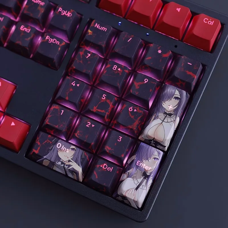 Azur Lane August Von Parsebal Keycap Pbt Dye Subbed Anime Gaming Key Caps Teclado Retroiluminado Ansi 61 87 104 108 Chaves Set - Imagem 4