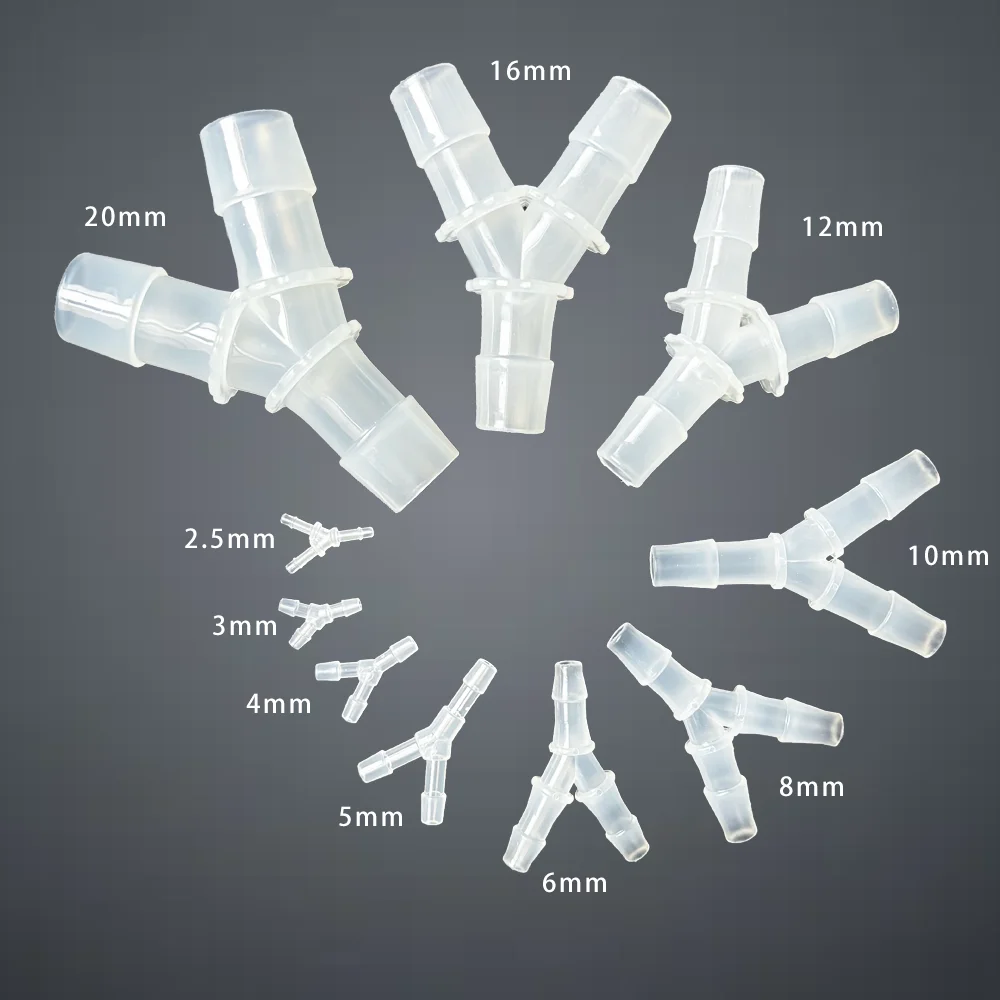 Hose Connector 5Pcs Y-type Tee 3 Way PP Plastic Barbed Fitting Air Water Flow Splitter Non-toxic Odorless Aquarium Pump
