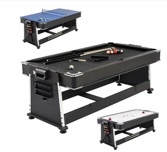 Home entertainment 4 in 1 Modern multi game billiard pool table with air hockey table tennis and dinning