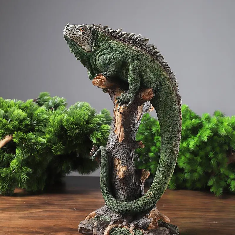 Jungle Lizard Ornament Resin Iguana Figure Room Decoration Garden Figurine Statua Artificiale Nordic Home Decor Accessori