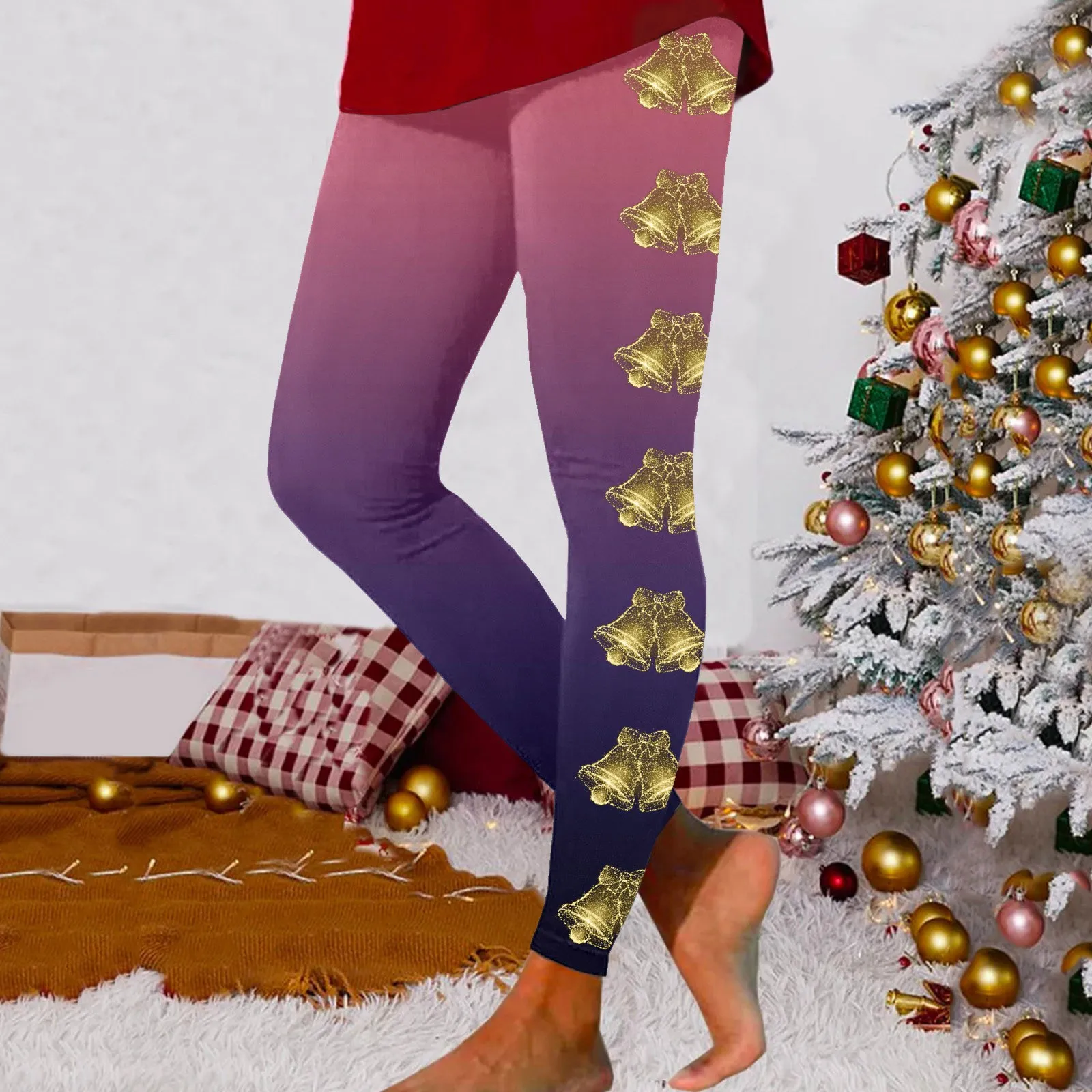 

Womens Casual Comfort Christmas Printed Leggings Workout Trousers Pants