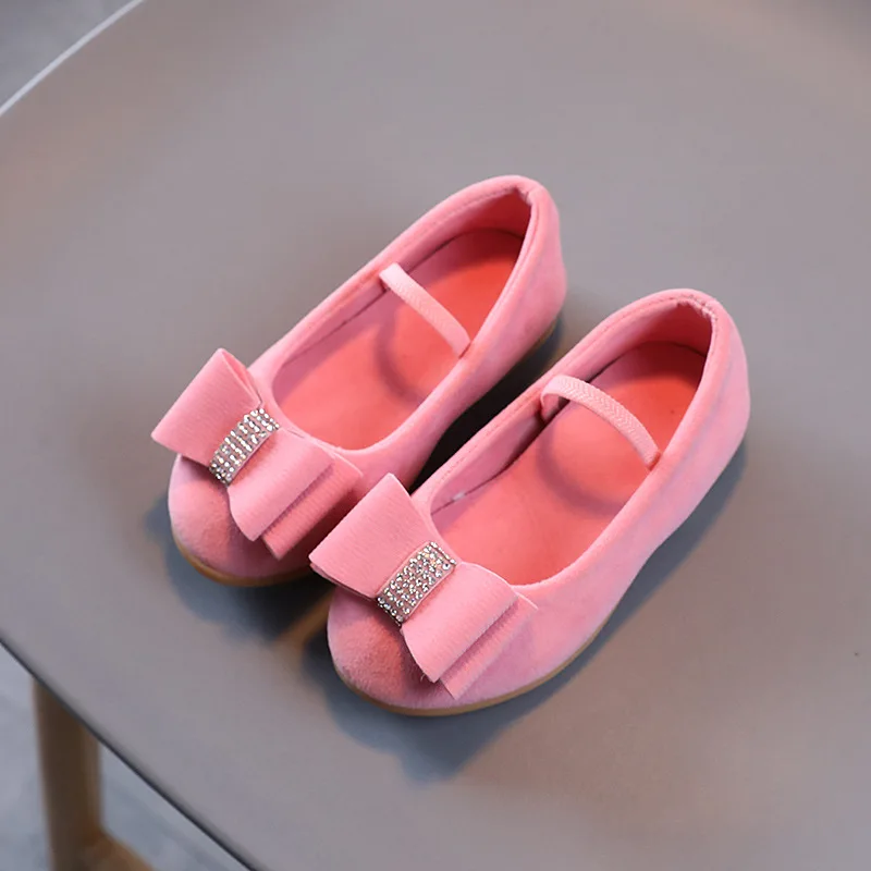 Leather Kids Princess Shoes Solid Color Flats