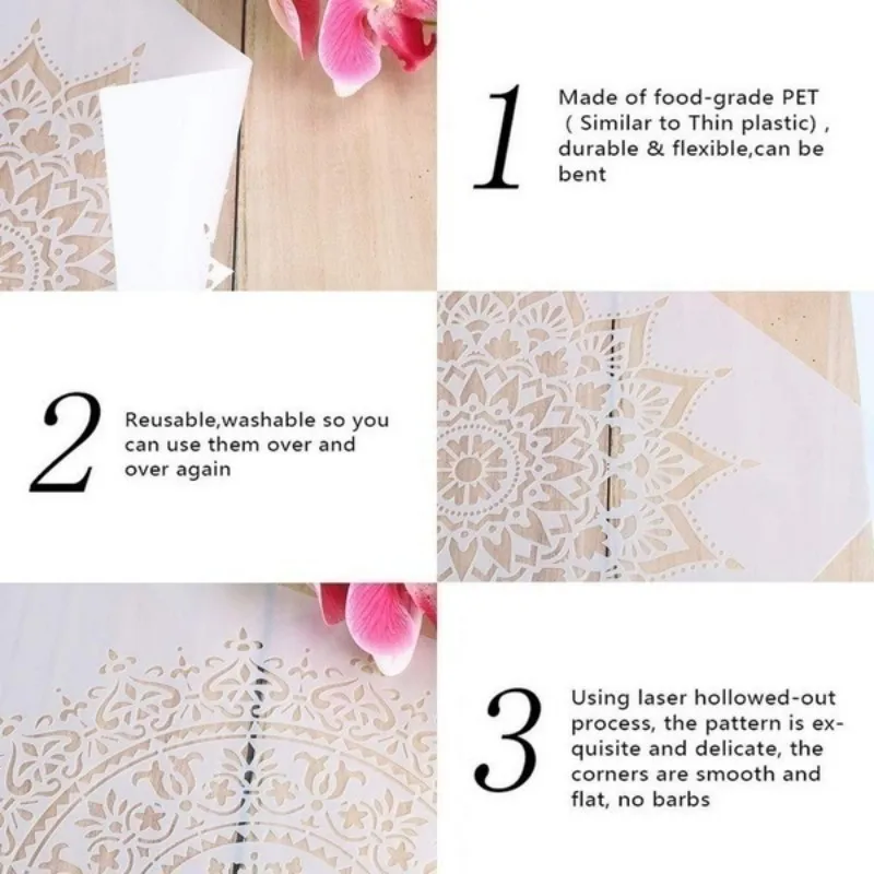 20*20 cm 크기 diy 공예 만다라 금형 그림 스텐실 스탬프 사진 앨범 양각 종이 카드 나무, 패브릭, 벽