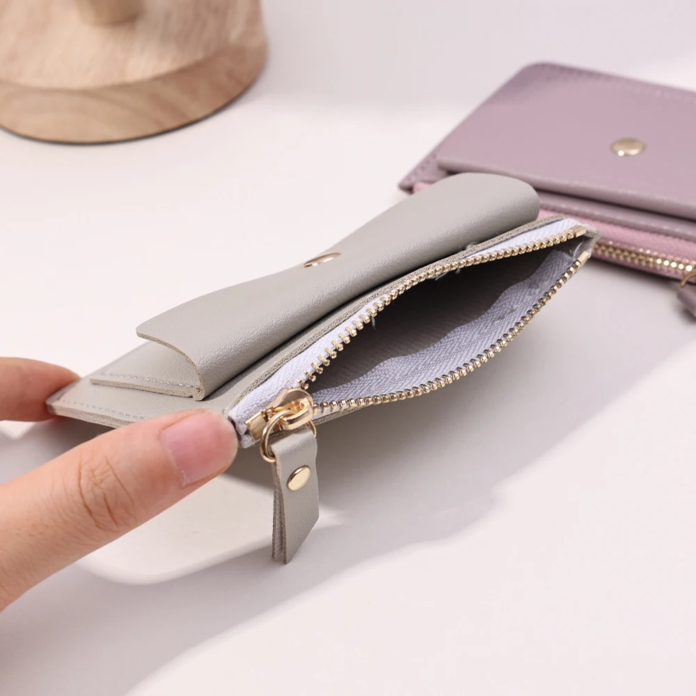 Fashion Genuine Leather Women Girl Small Purse Female Short Coin Zipper  Wallet Pouch Handbag ID Card