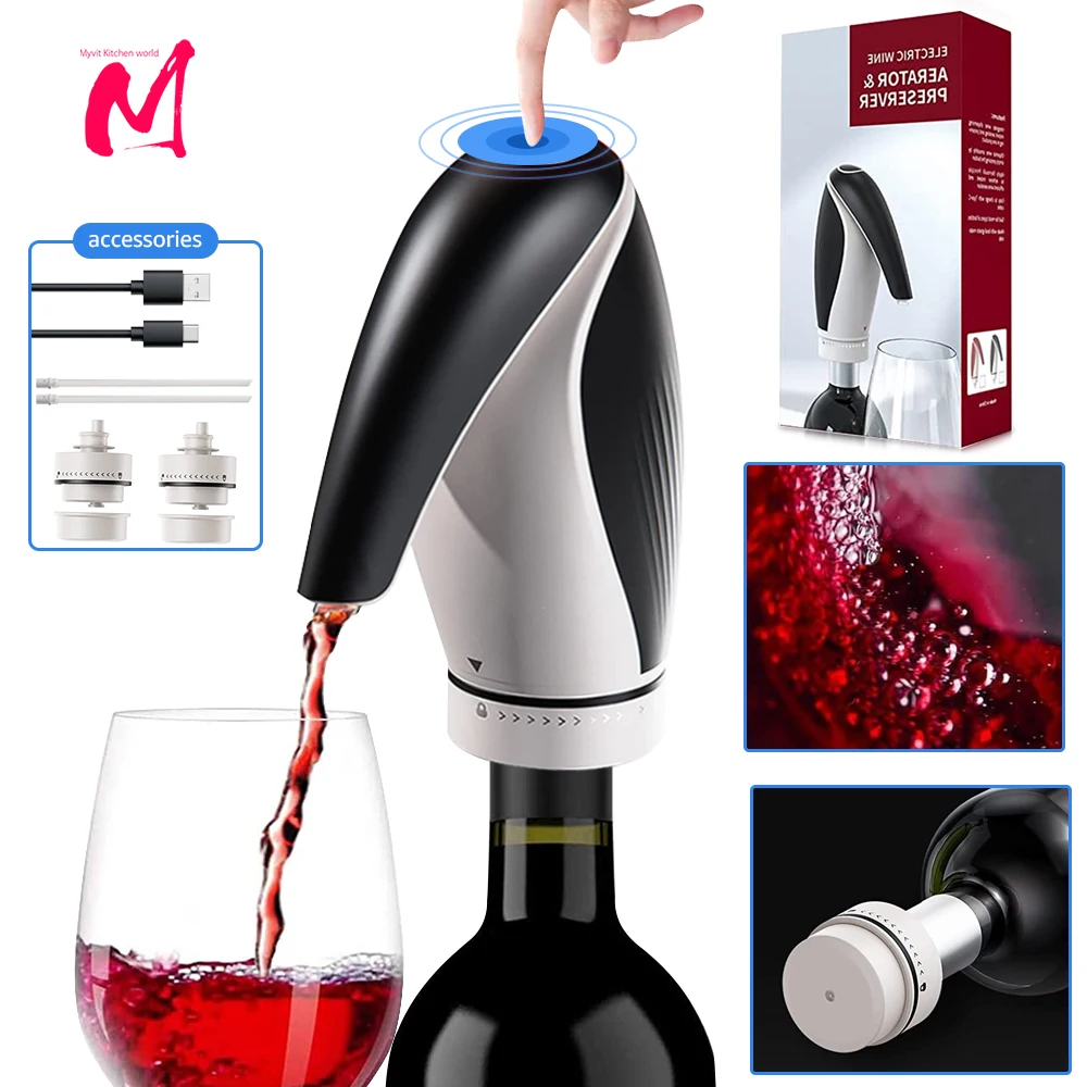 Wine Aerator Electric Wine Decanter and Dispenser One Touch Pourers Accessories Aeration with Stopper Preserver wine aerator pourer wine aerator decanter