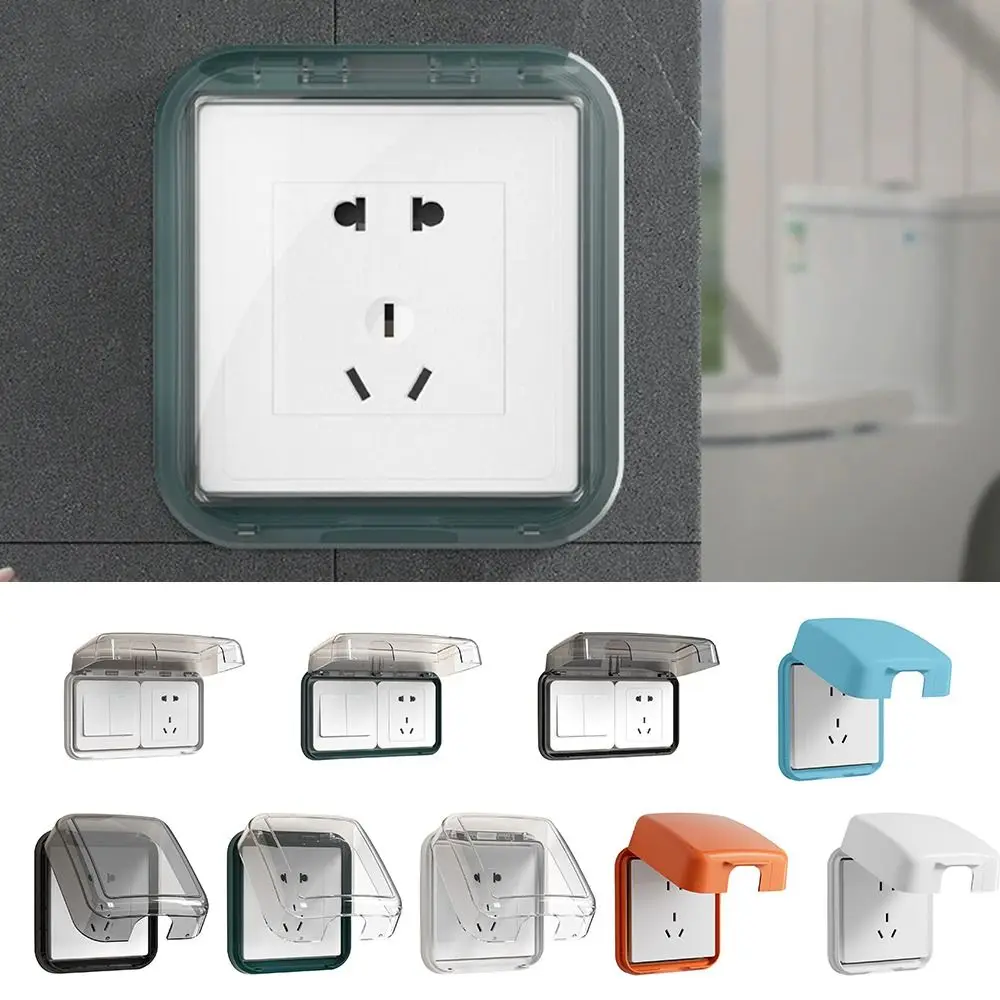 86 Type Switch Protective Cover Self-Adhesive Splash-Proof Electric Plug Cover Waterproof Power Outlet Socket Protector for Home