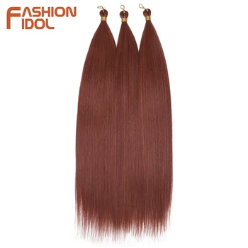 FASHION IDOL 28 Inch 300g Straight Hair Synthetic Crochet Braids Hair Braiding Hair Bundles Ombre Orange Crochet Hair Extensions 1