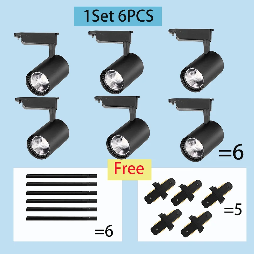Set Led Track Light Fixture COB Track Lighting Wall Lamp Rail 220V Spot Lights Led track rail Spotlight Clothing Store Shop Home